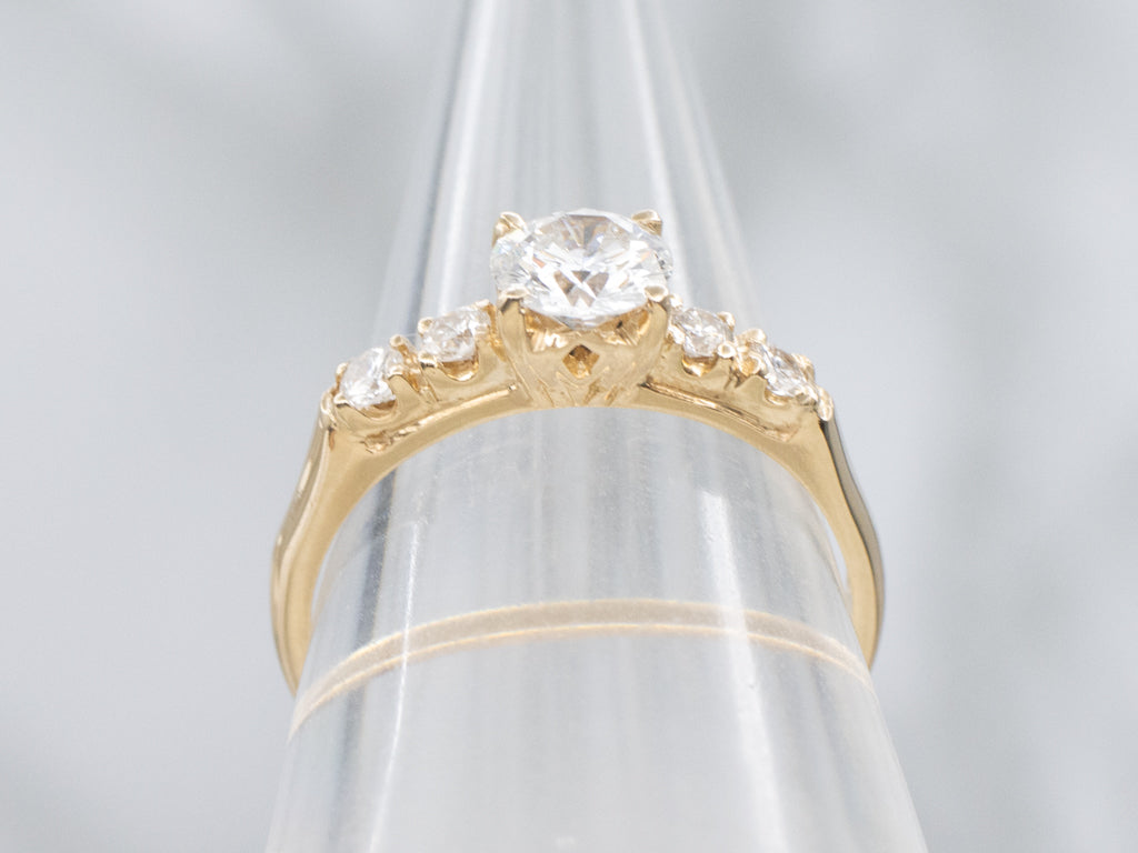 Yellow Gold Round Brilliant Diamond Engagement Ring