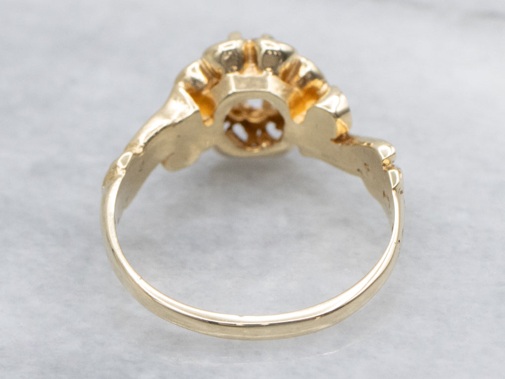 Buttercup-Set Scrolling Gold Diamond Solitaire Engagement Ring