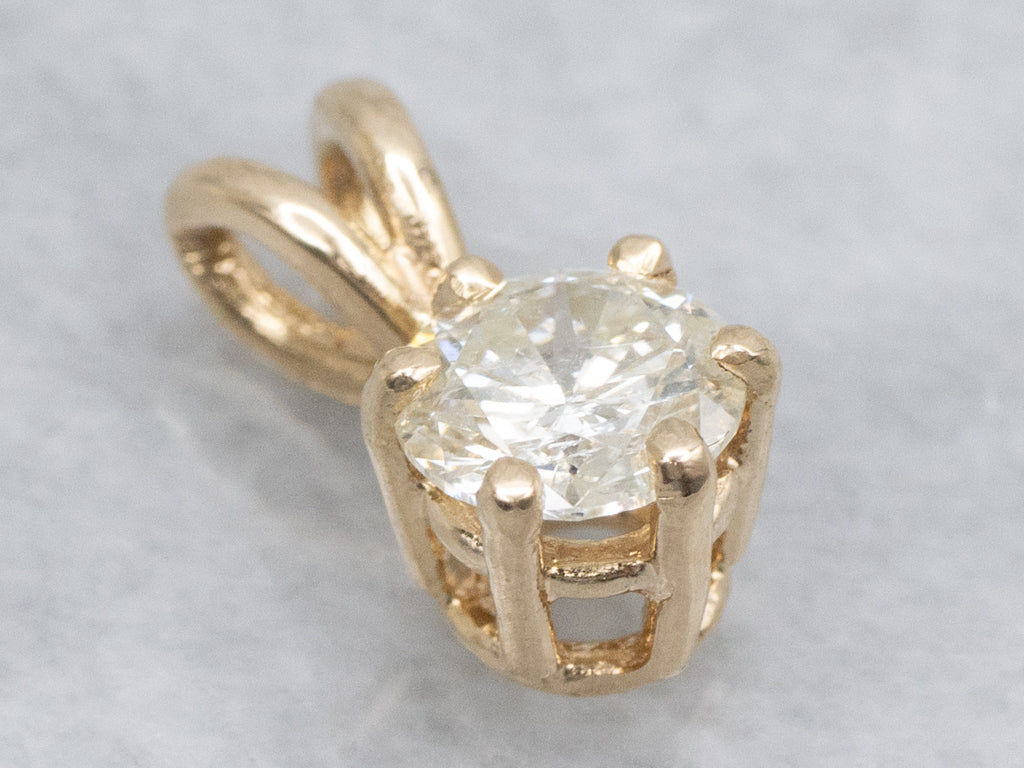 Round Brilliant Yellow Gold Diamond Pendant with Split Bail