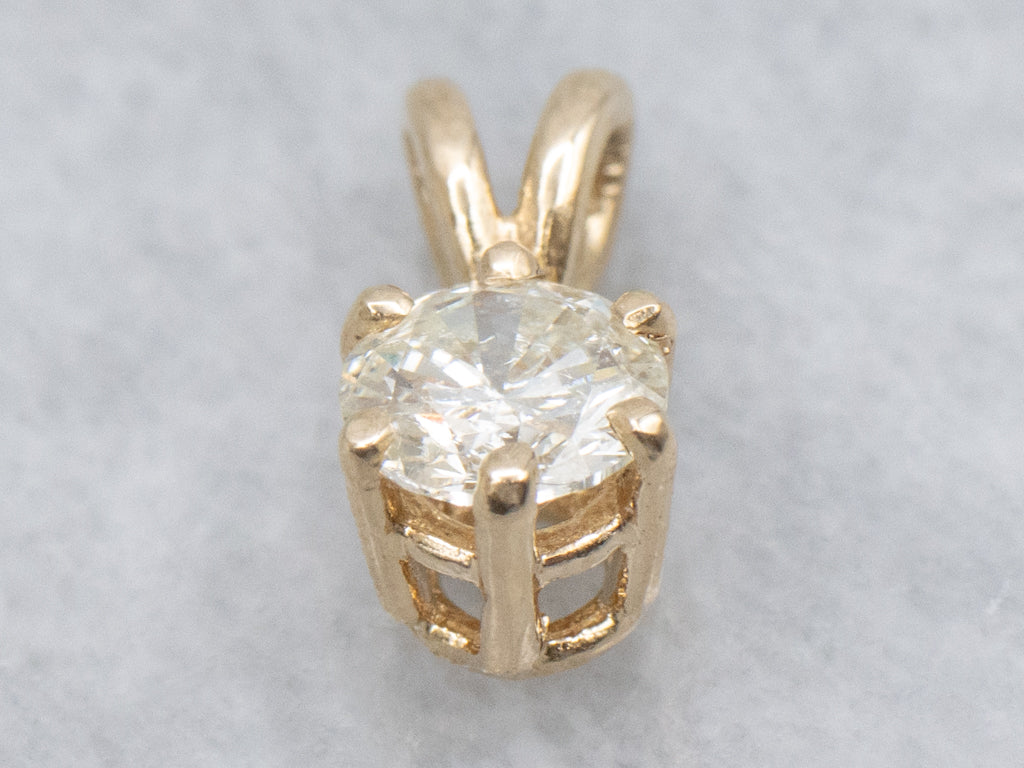 Round Brilliant Yellow Gold Diamond Pendant with Split Bail