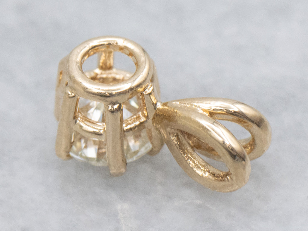 Round Brilliant Yellow Gold Diamond Pendant with Split Bail