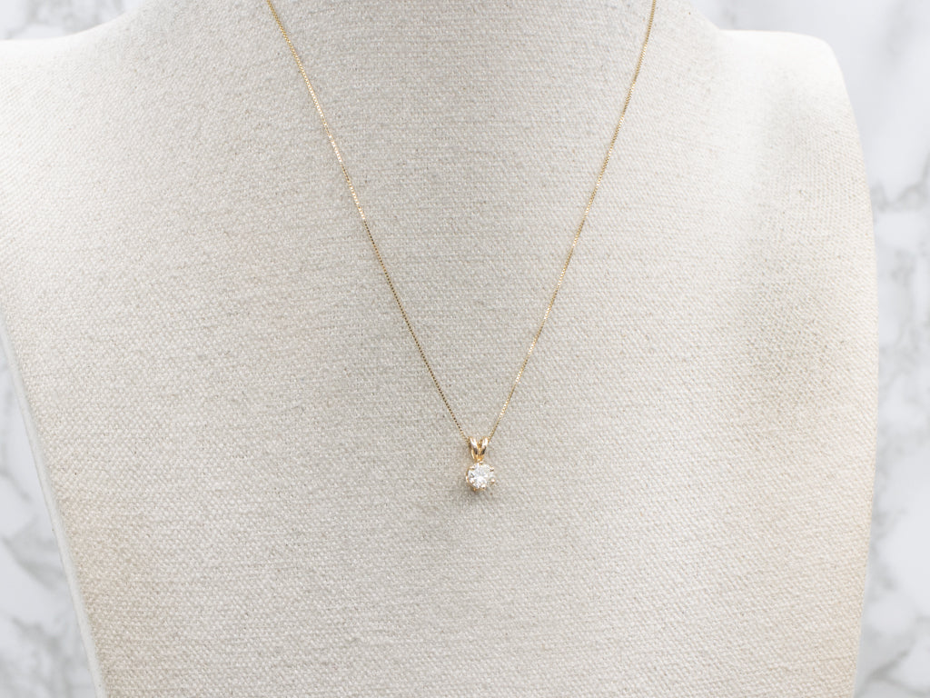 Round Brilliant Yellow Gold Diamond Pendant with Split Bail