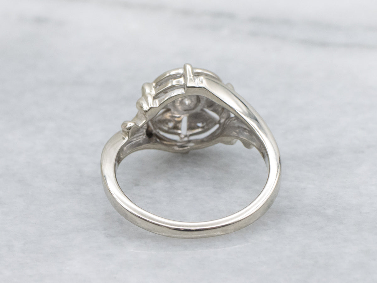 Vintage 1950s Diamond and Gold Halo Bypass Ring