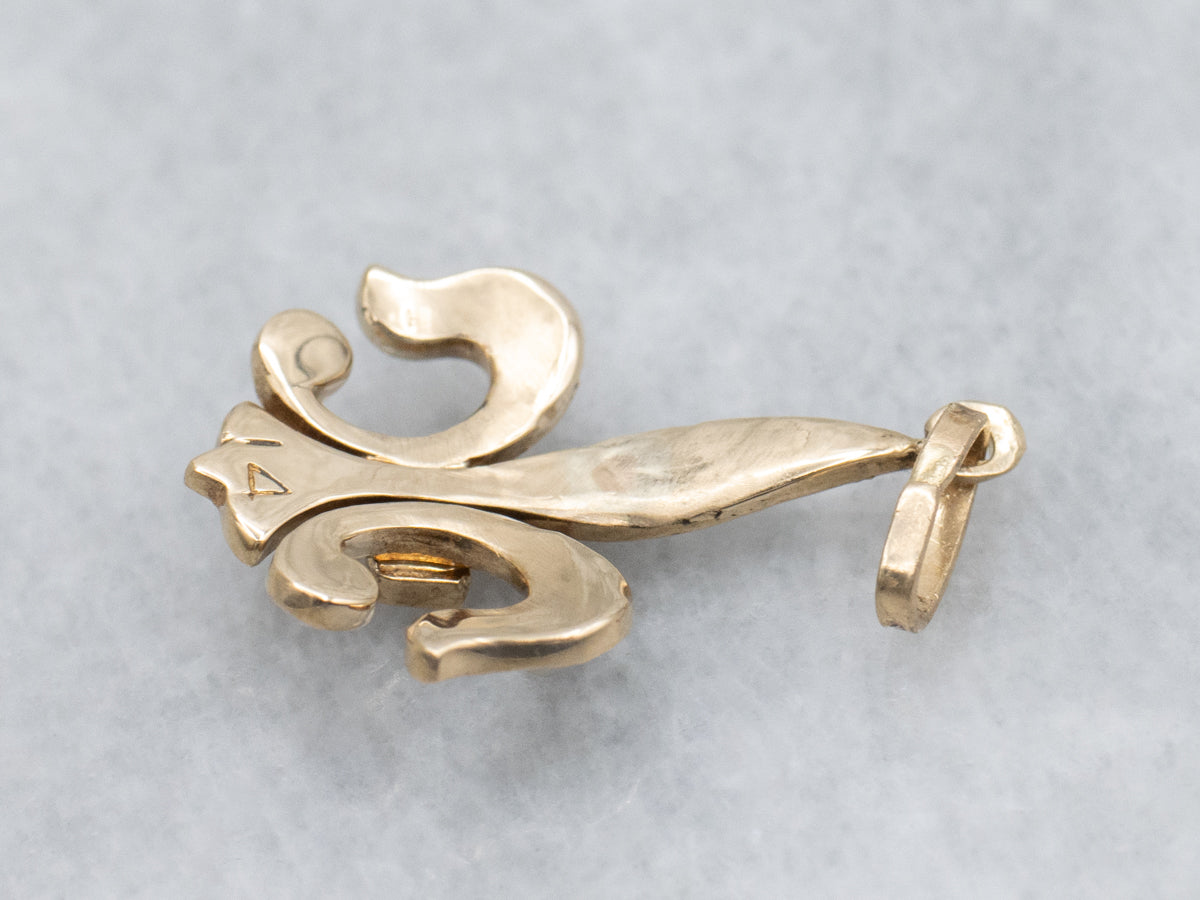 Seed Pearl Fleur de Lis Antique Stickpin Conversion Pendant