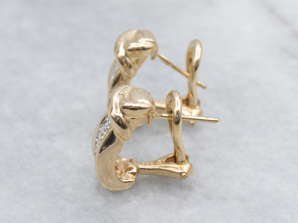Modern Channel-Set Princess Cut Diamond Hoop Earrings
