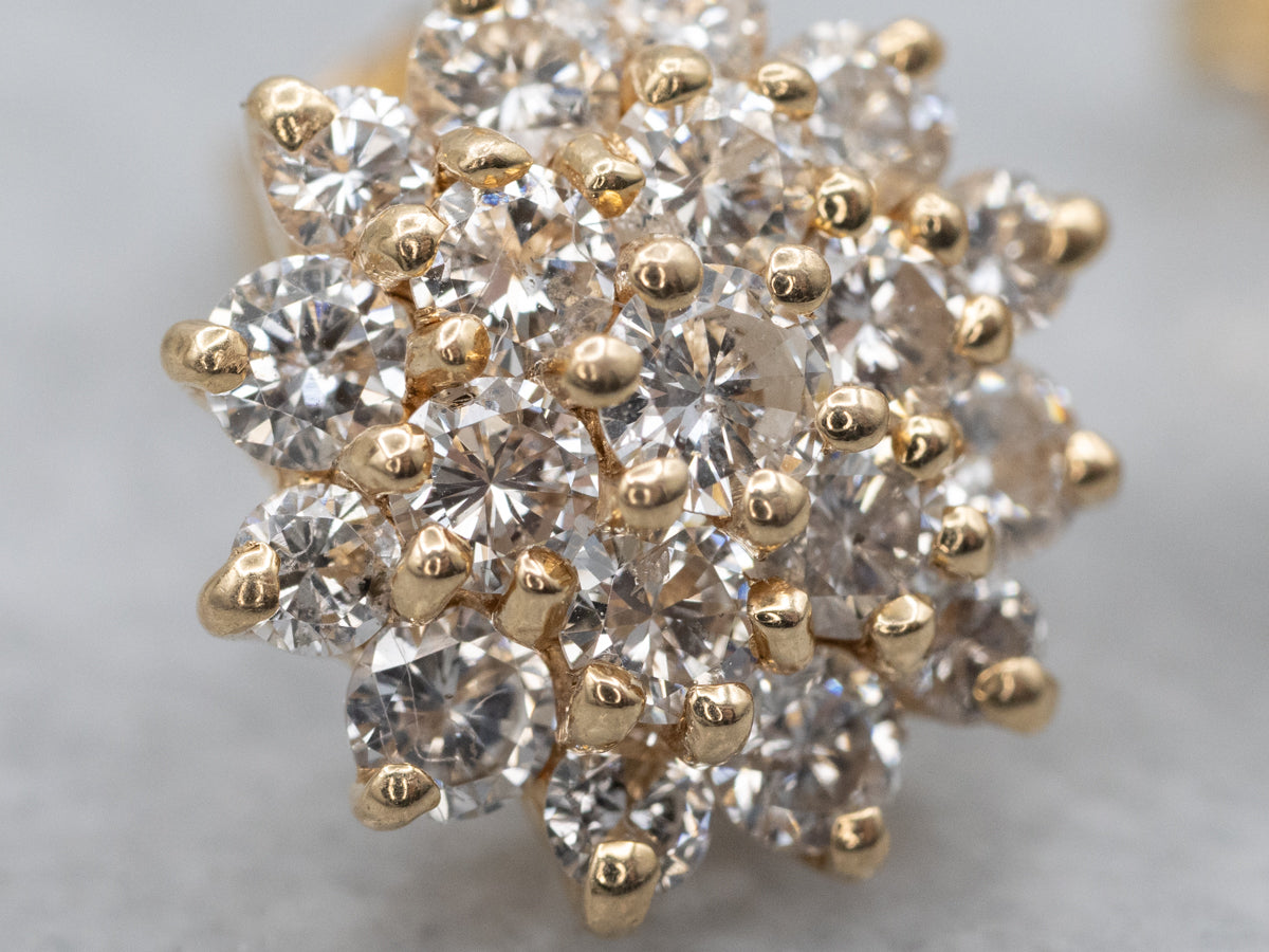 Vintage Brilliant-Cut Diamond Cluster Stud Earrings