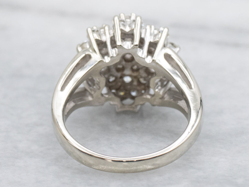 White Gold Round Brilliant Diamond Cluster Ring