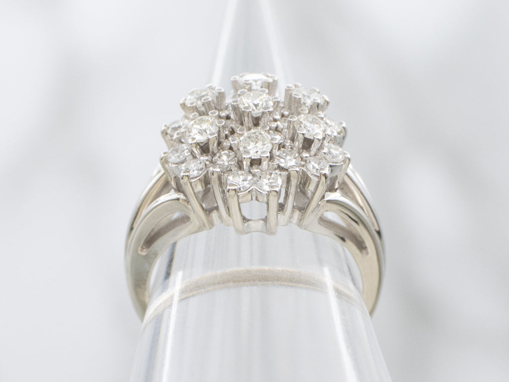 White Gold Round Brilliant Diamond Cluster Ring