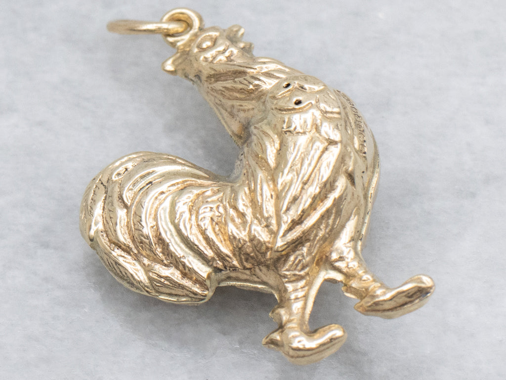 Vintage Yellow Gold Rooster Pendant