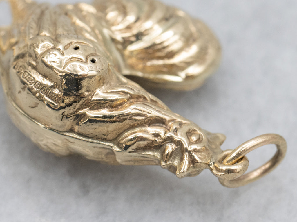 Vintage Yellow Gold Rooster Pendant