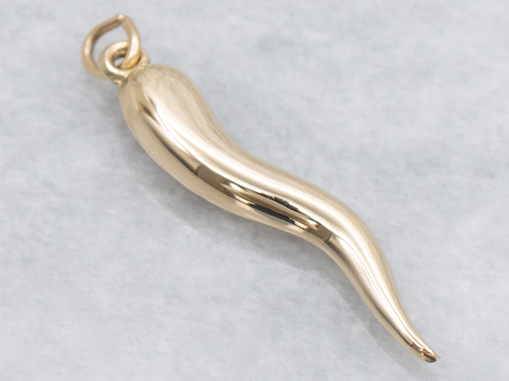 Yellow Gold Italian Horn Pendant