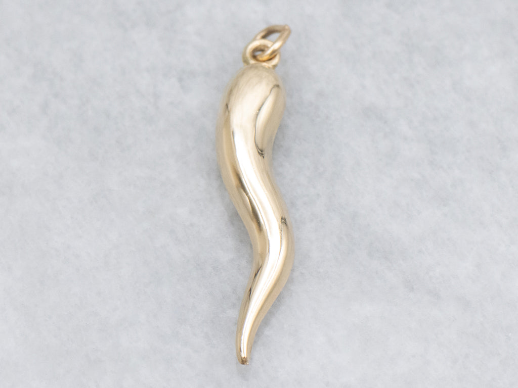 Yellow Gold Italian Horn Pendant