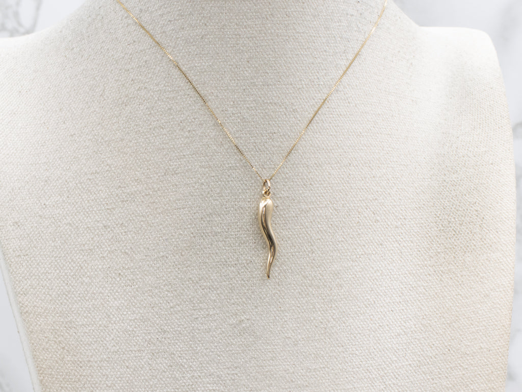 Yellow Gold Italian Horn Pendant