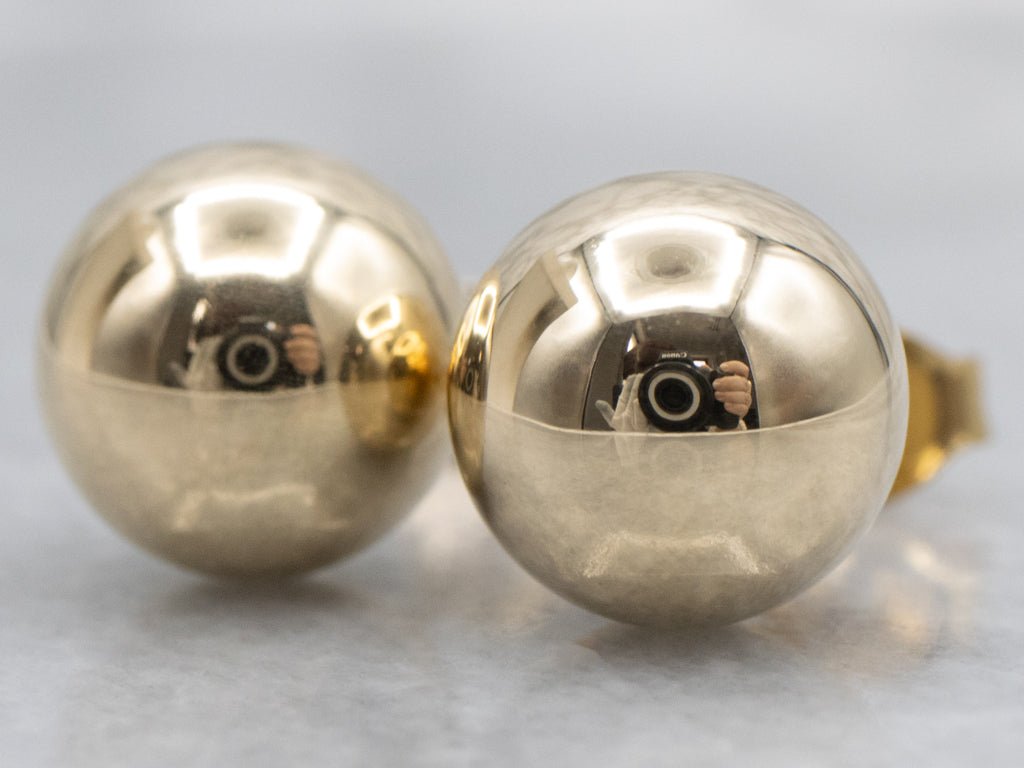 Polished Ball Yellow Gold Stud Earrings