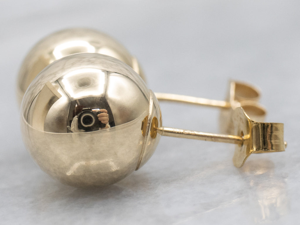 Polished Ball Yellow Gold Stud Earrings