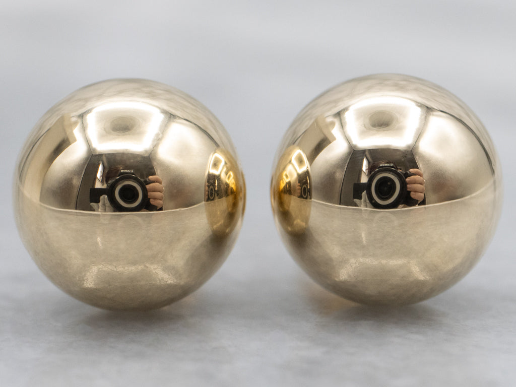 Polished Ball Yellow Gold Stud Earrings