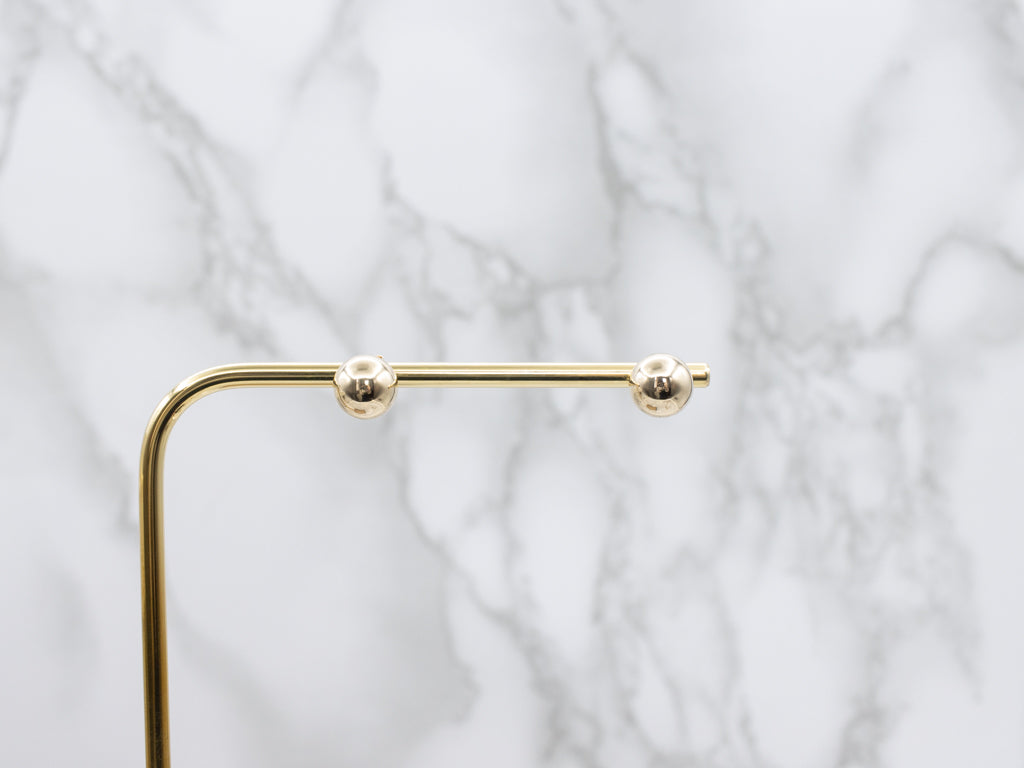 Polished Ball Yellow Gold Stud Earrings