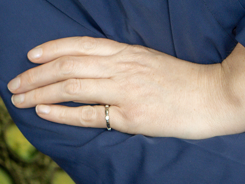 Modern Bezel-Set Princess Cut Diamond White Gold Band