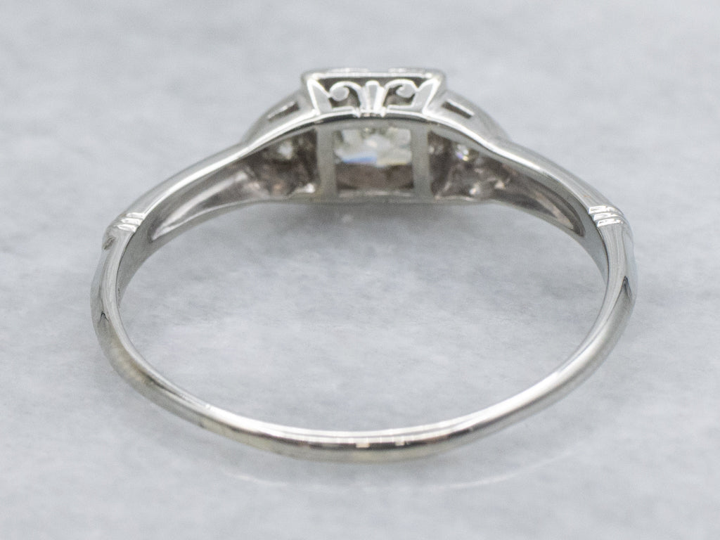 1930s Late Deco Princess Cut Diamond Engagement Ring