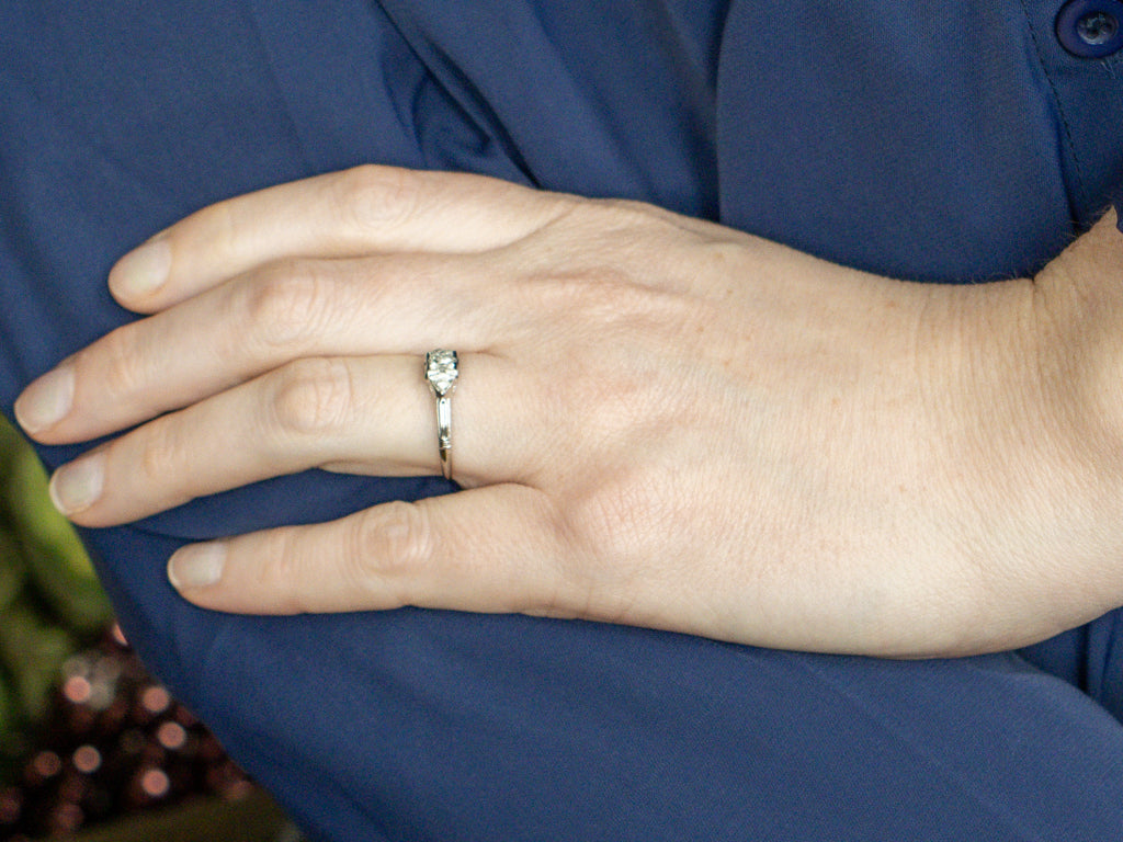 1930s Late Deco Princess Cut Diamond Engagement Ring