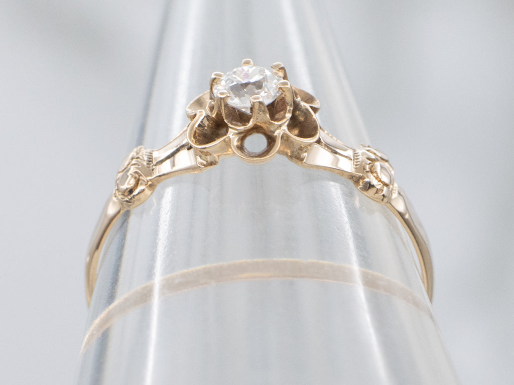 Antique Buttercup-Set Old Mine Cut Diamond Engagement Ring