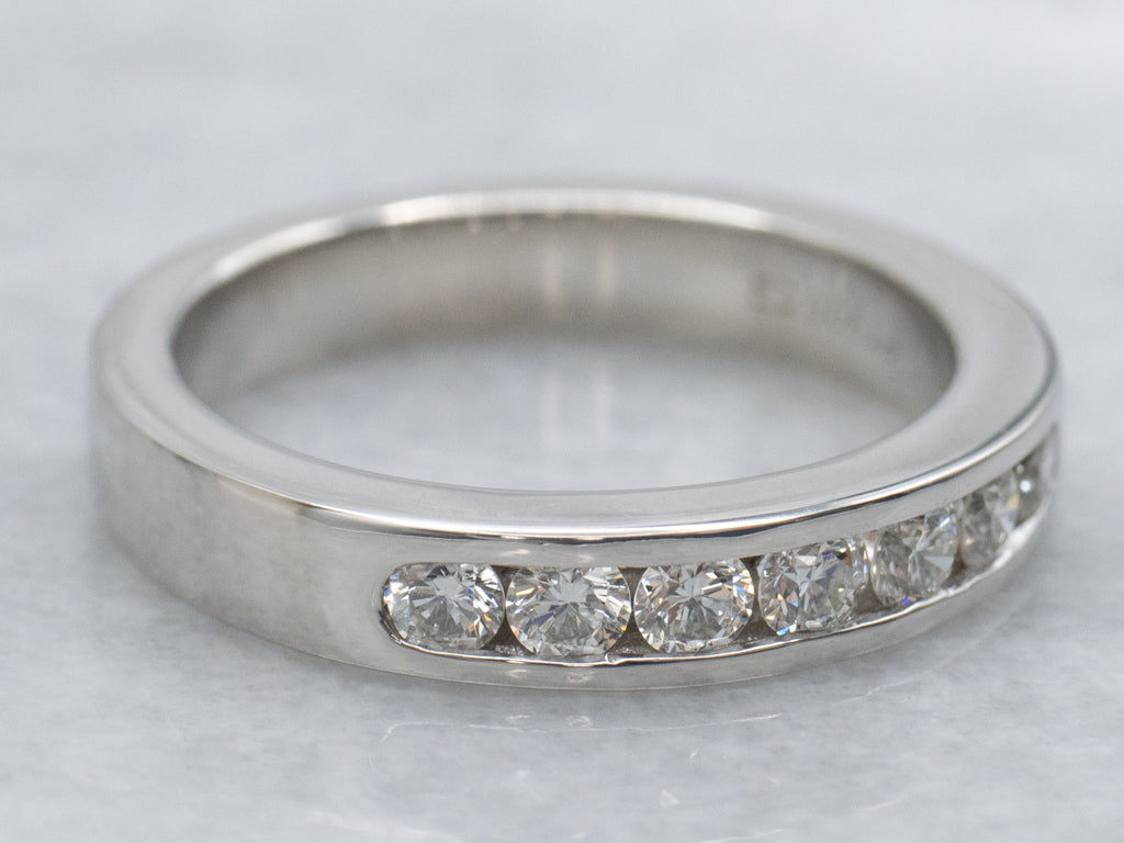 Channel Set Diamond Platinum Wedding Band