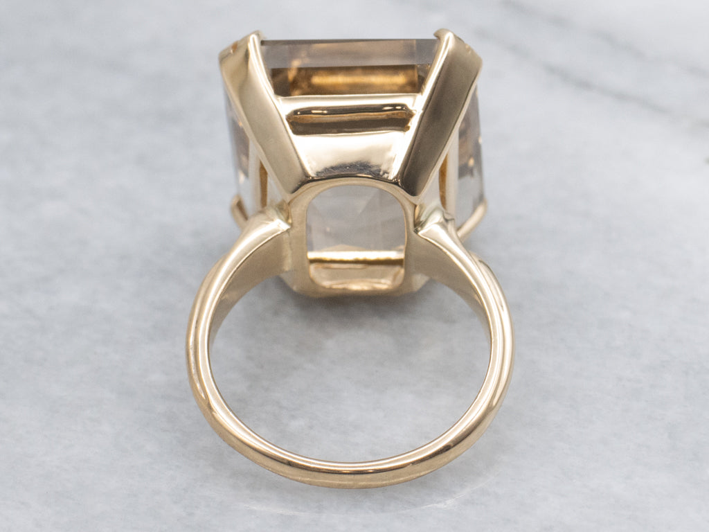 Vintage Smoky Quartz and Gold Cocktail Ring