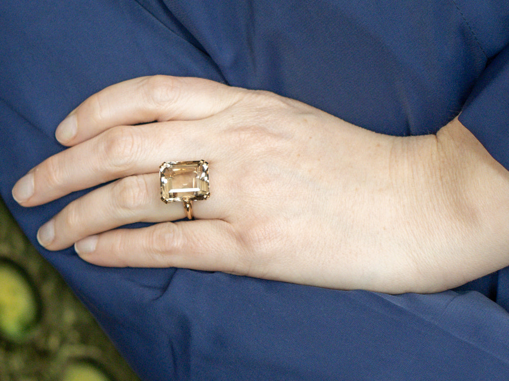 Vintage Smoky Quartz and Gold Cocktail Ring