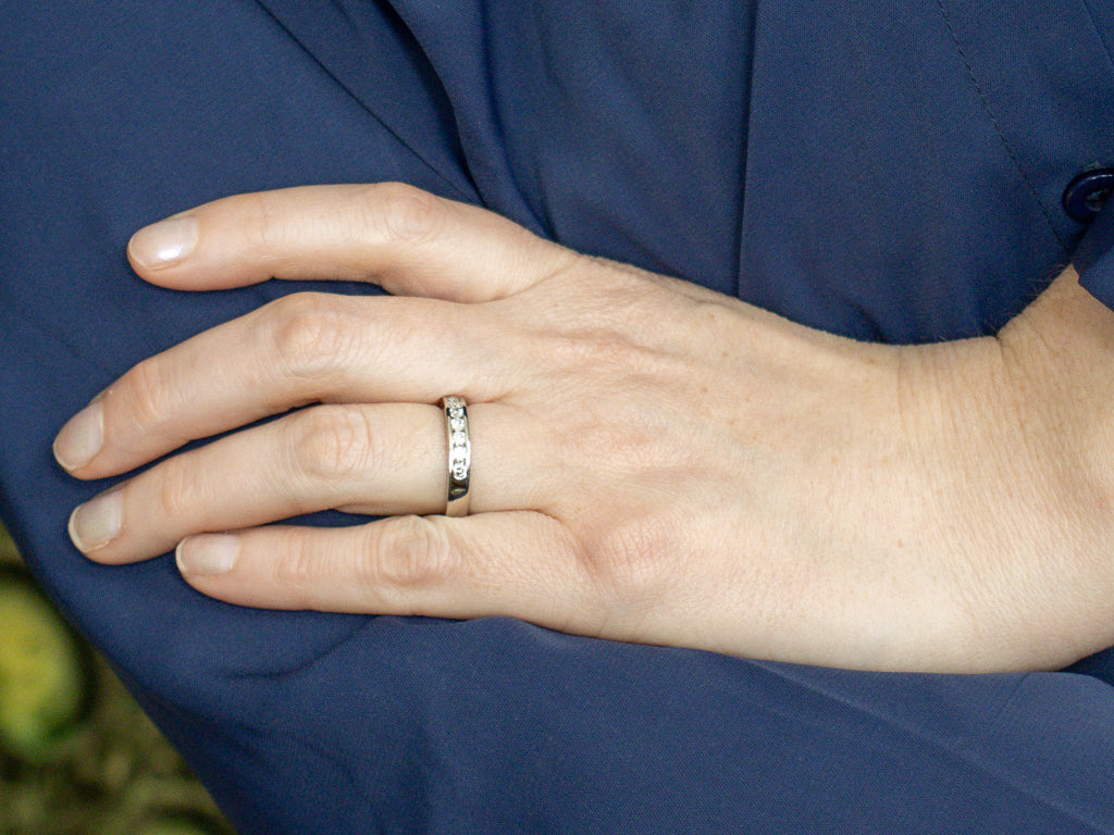 Channel Set Diamond Platinum Wedding Band