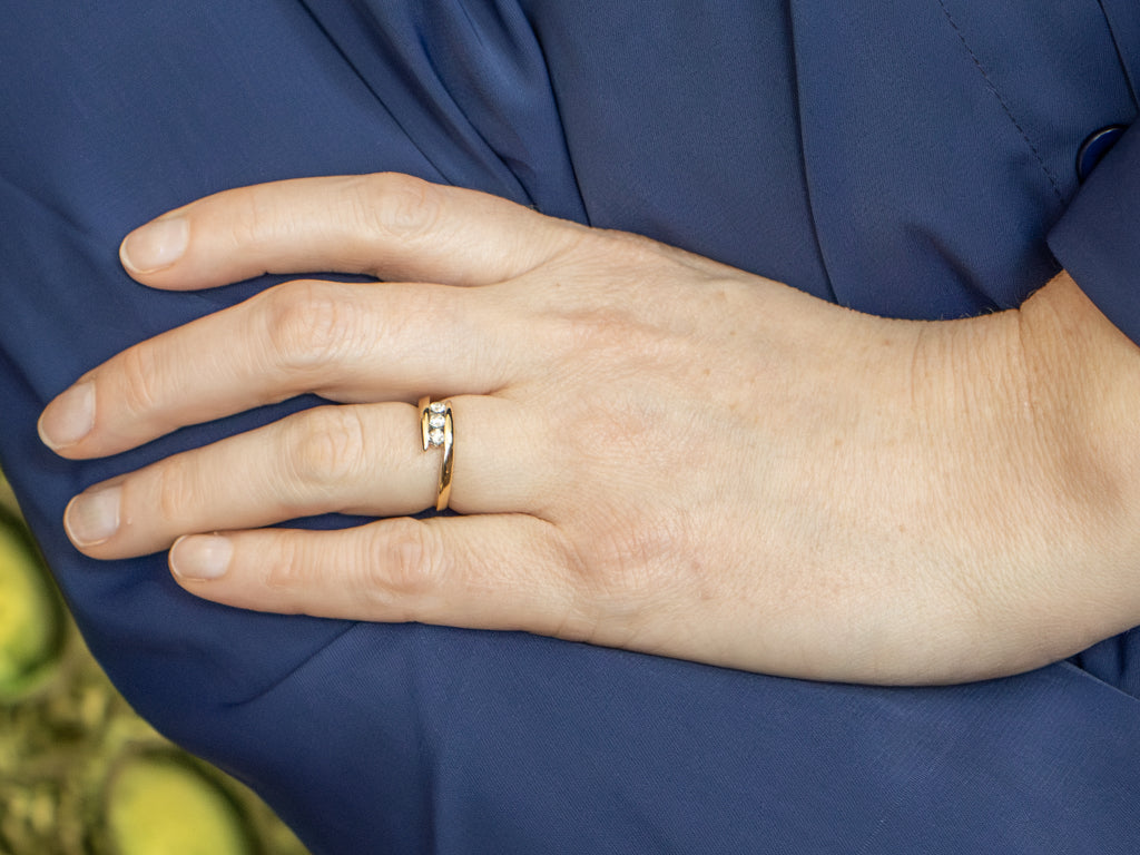 Sleek Yellow Gold Diamond Bypass Band
