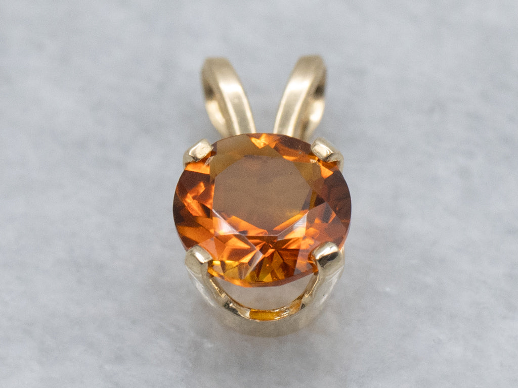 Simple Yellow Gold Citrine Solitaire Pendant