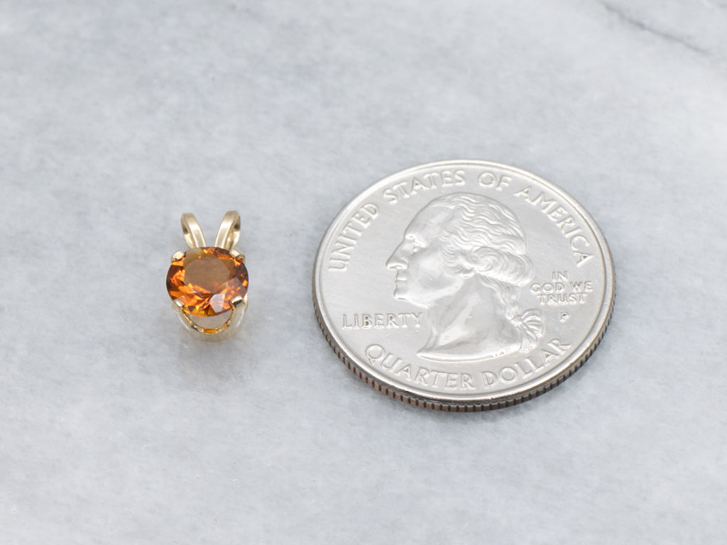 Simple Yellow Gold Citrine Solitaire Pendant