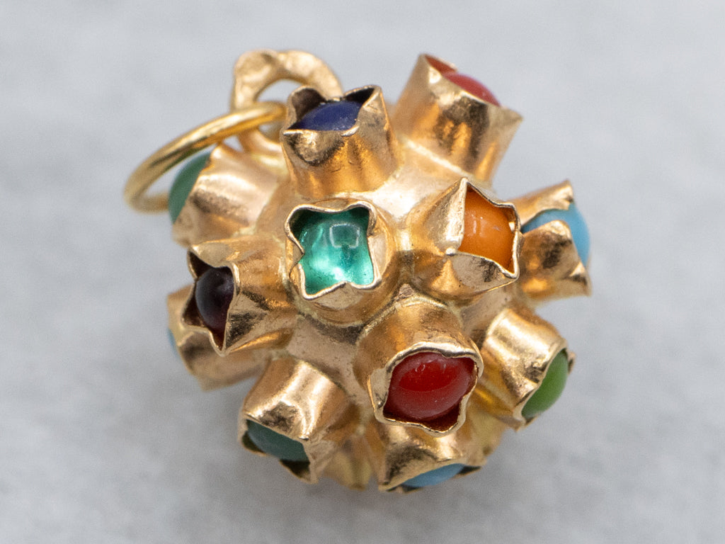Atomic Era Multicolor Glass-Gemstone Orb Pendant