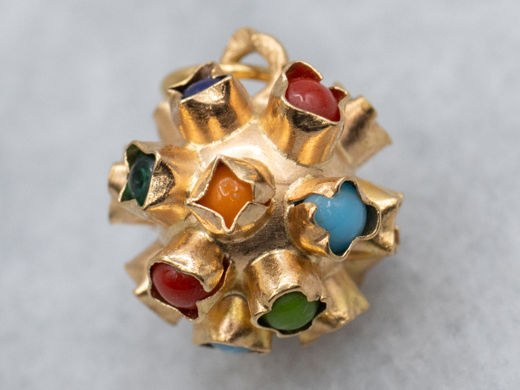 Atomic Era Multicolor Glass-Gemstone Orb Pendant