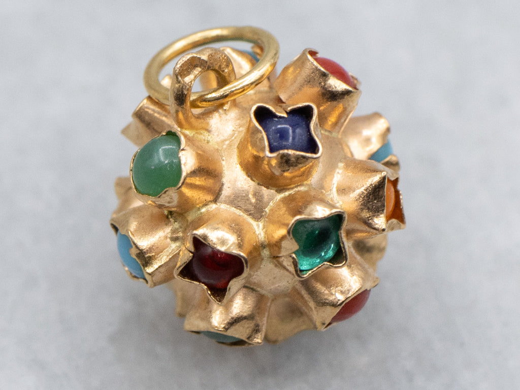 Atomic Era Multicolor Glass-Gemstone Orb Pendant