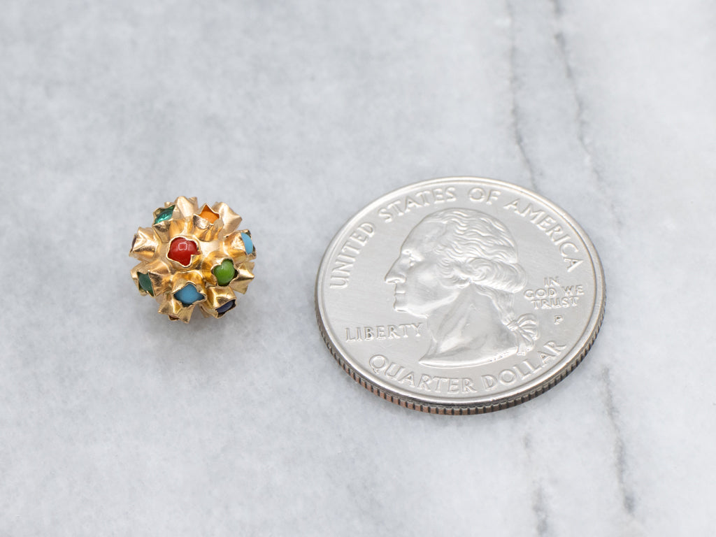 Atomic Era Multicolor Glass-Gemstone Orb Pendant