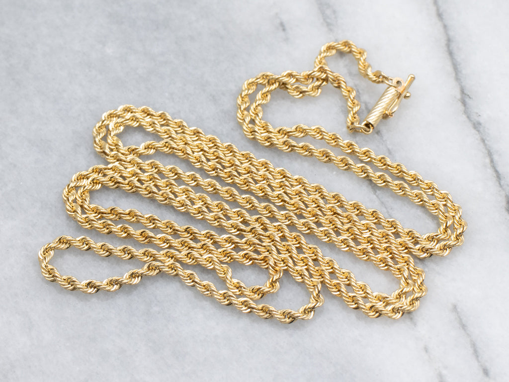 Yellow Gold Long Rope Twist Chain
