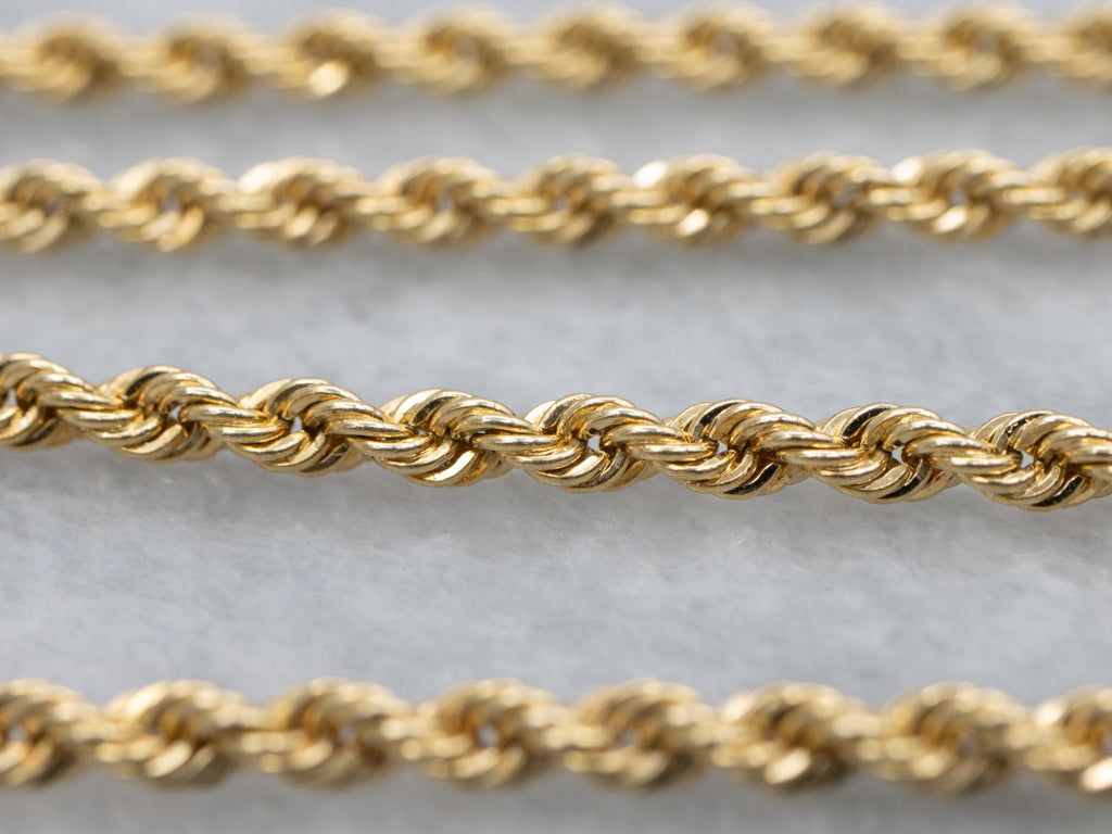 Yellow Gold Long Rope Twist Chain
