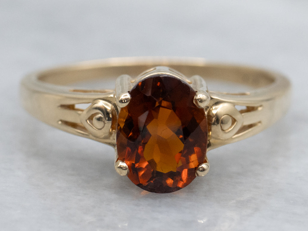 Yellow Gold Citrine Solitaire Ring