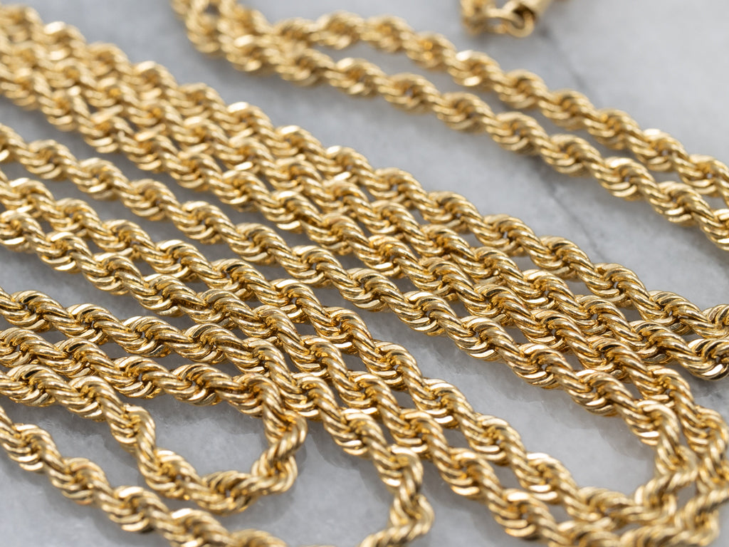 Yellow Gold Long Rope Twist Chain