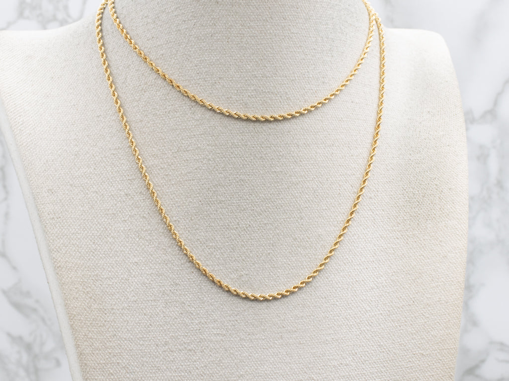 Yellow Gold Long Rope Twist Chain