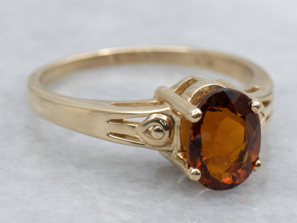Yellow Gold Citrine Solitaire Ring