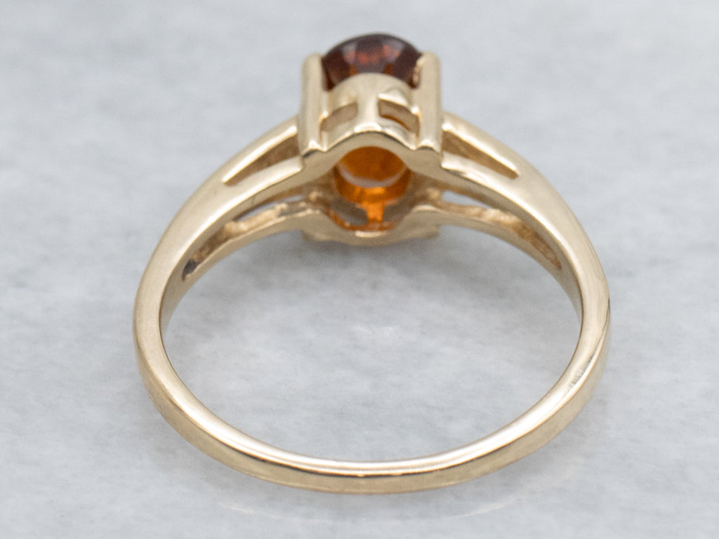 Yellow Gold Citrine Solitaire Ring