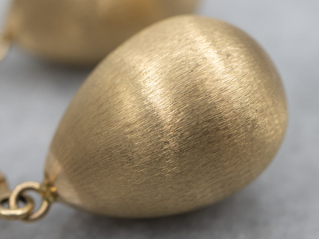 Brushed Italian Gold Teardrop Shaped Drop Earrings