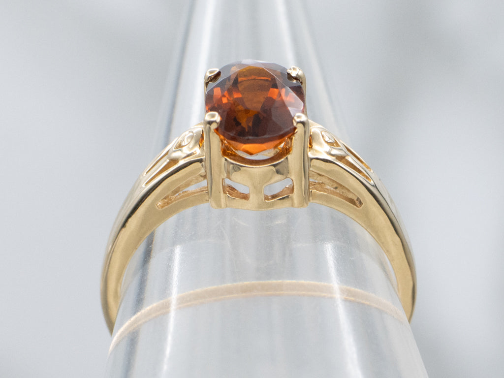 Yellow Gold Citrine Solitaire Ring