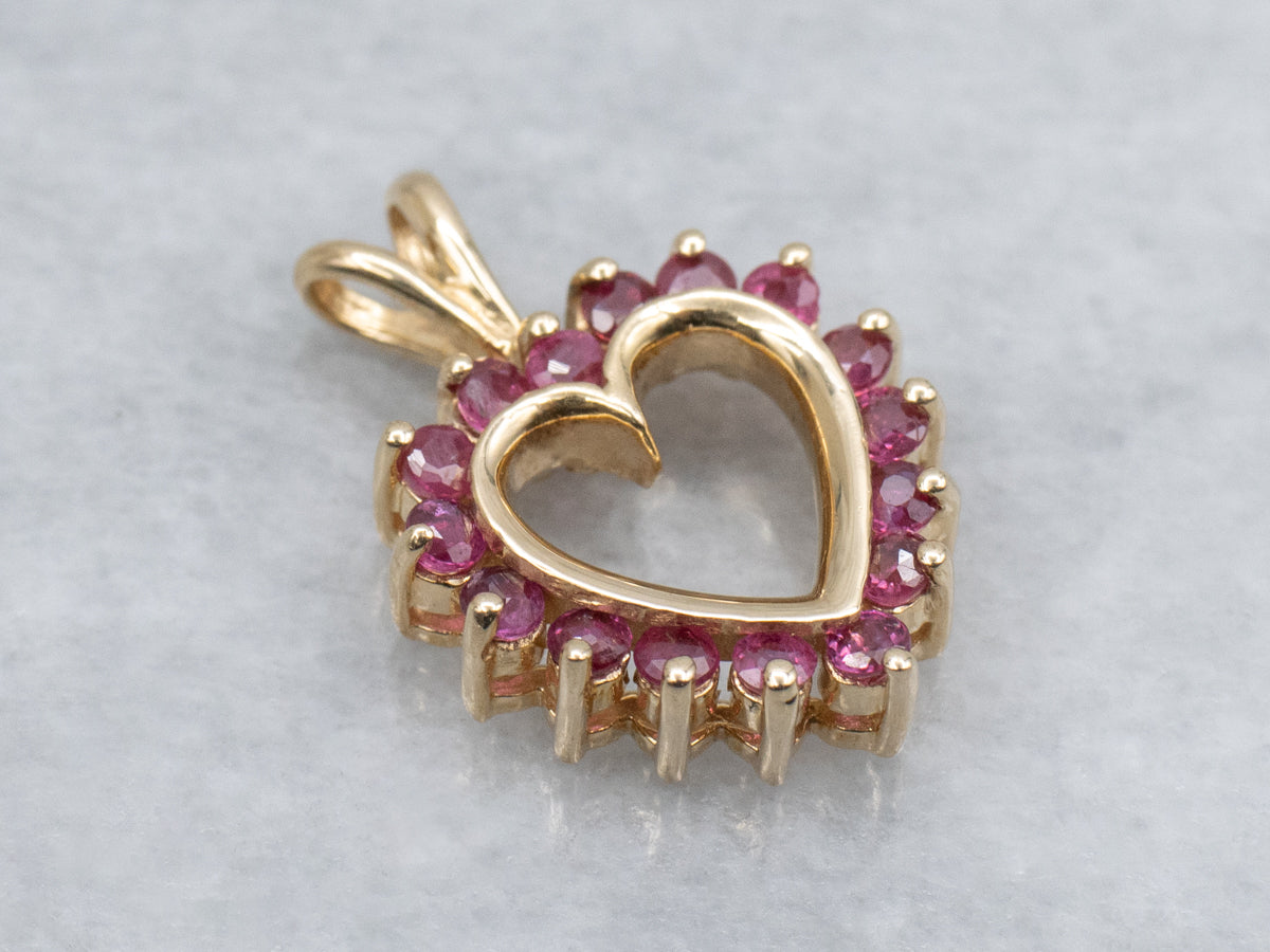 Ruby and Gold Heart Pendant