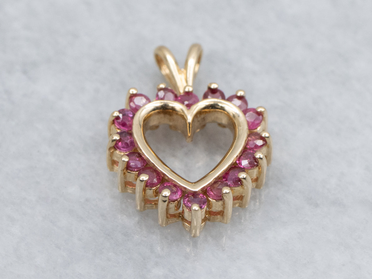 Ruby and Gold Heart Pendant