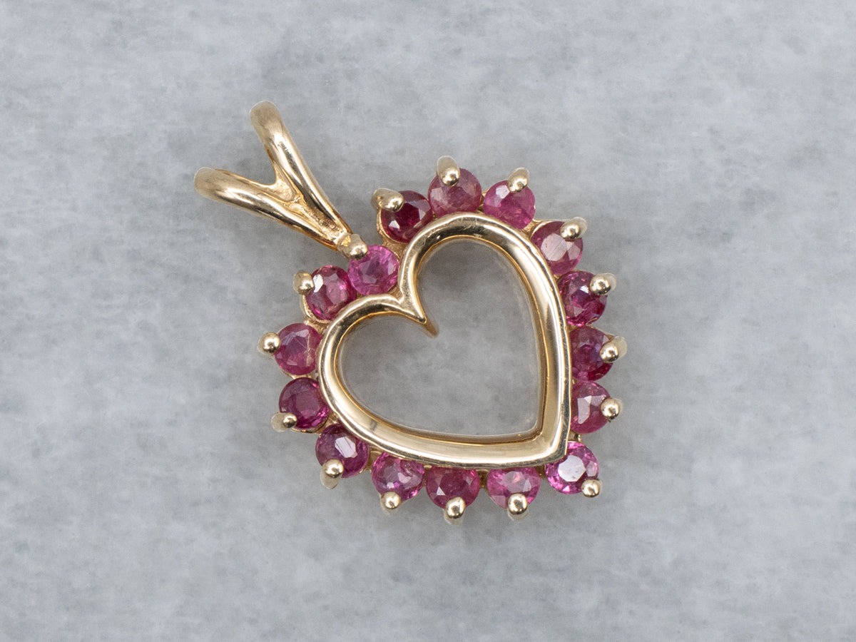 Ruby and Gold Heart Pendant
