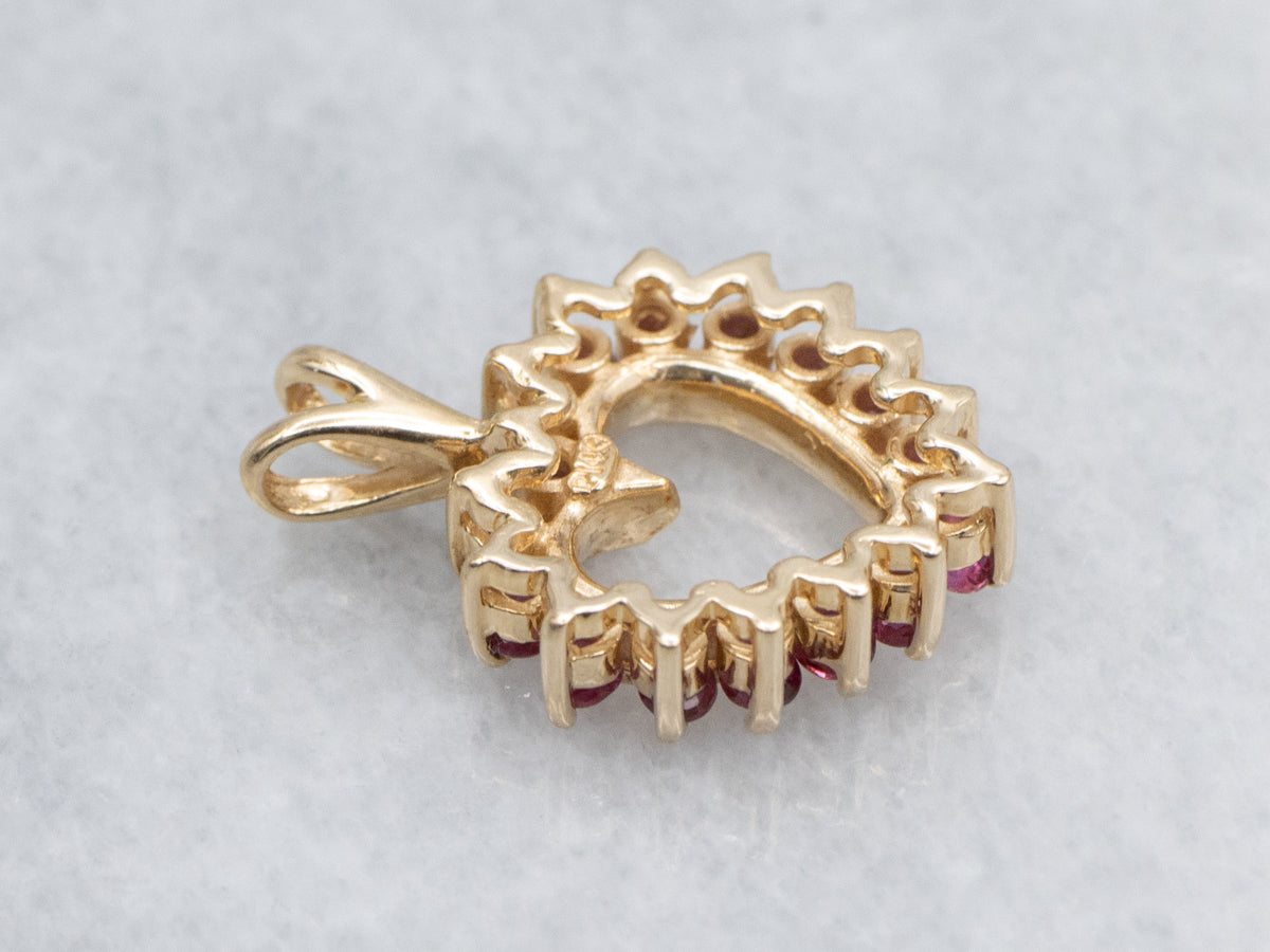 Ruby and Gold Heart Pendant