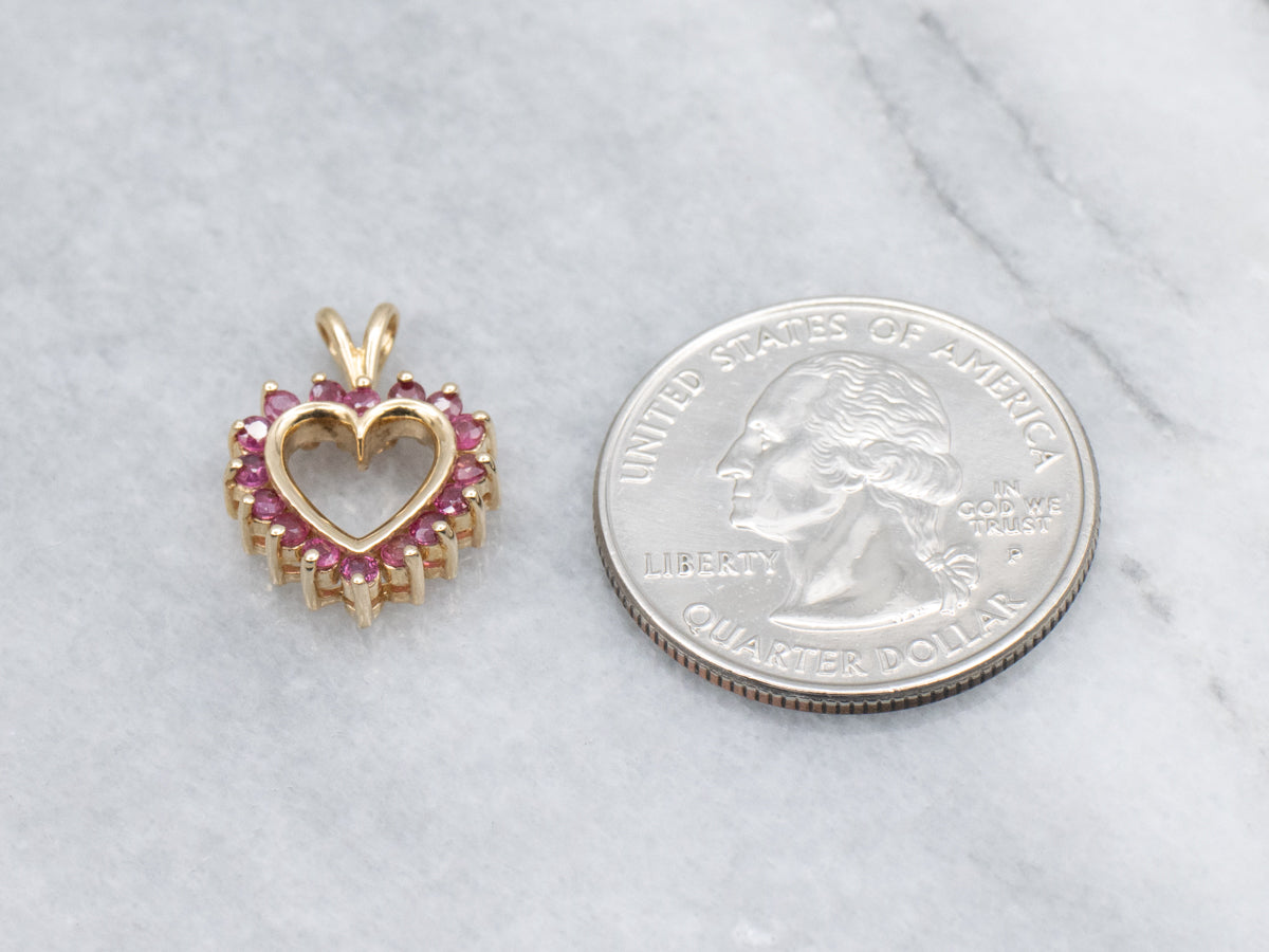 Ruby and Gold Heart Pendant